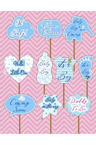 Hiras Dizayn 10 Pieces Large Size Blue Baby Boy Gender Party Baby Shower Speech Balloon