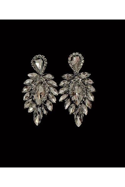 Aydos Kadın Damla Model Gerçek Taşlı Abiye Elbise Düğün Nişan Söz Kına Gelin Parti Küpe