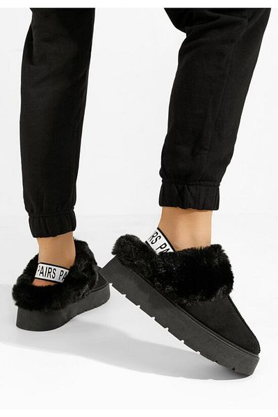 B T Shoes Pairs black platform slippers