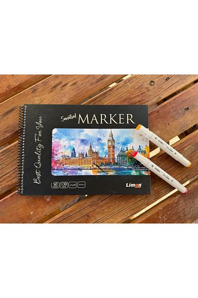 LİMON DEFTER Lemon Notebook Artistic Marker Pen Notebook Large Size (Backproof Paper) (Size 21X29)