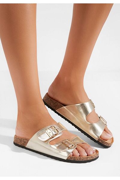 B T Shoes Papuci cu talpa inalta Evet V2 aurii