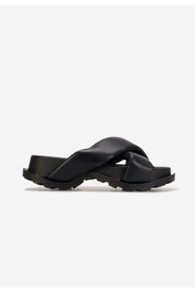 B T Shoes Ariola black platform slippers