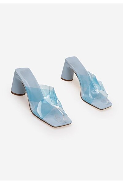 B T Shoes Blue Casele heeled slippers