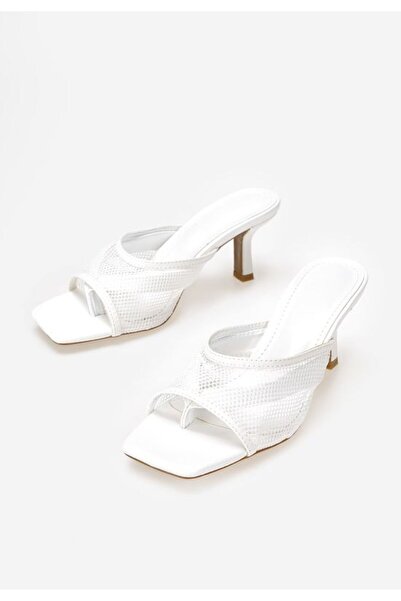 B T Shoes Papuci cu plasa Amaira Albi