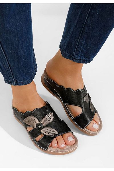 B T Shoes Yanda black orthopedic slippers