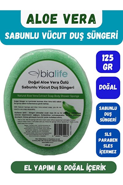 ALOE VERA Özlü Doğal El Yapımı Sabunlu Vücut Duş Süngeri - Bialife
