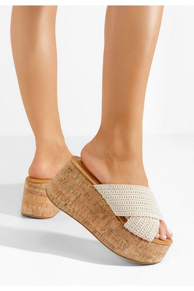 B T Shoes Sousie beige platform slippers