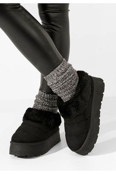 B T Shoes Dierra black platform slippers