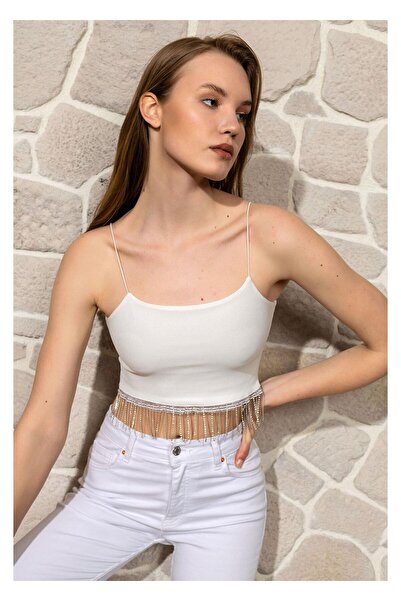 TIFFANY&TOMATO Taş Detaylı Crop Bluz