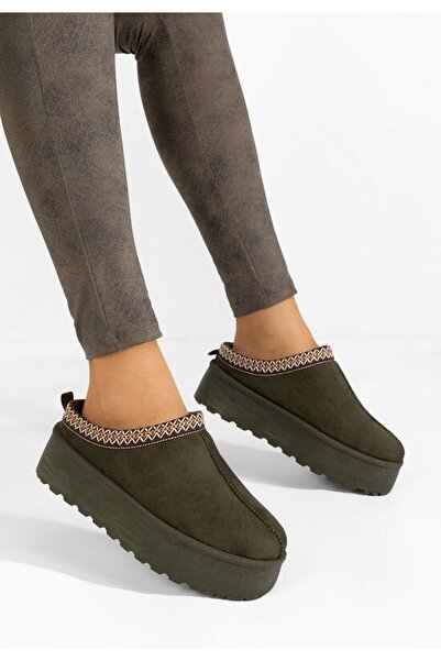 B T Shoes Esmie green platform slippers
