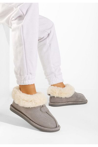 B T Shoes Papuci cu blanita gri Olaria