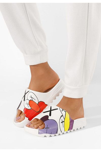 B T Shoes Papuci plaja dama Lomita albi