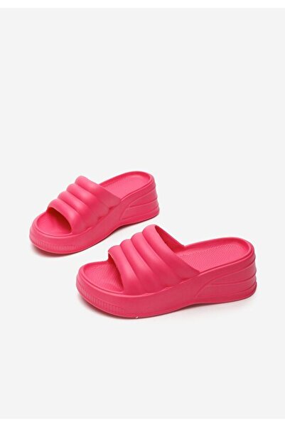 B T Shoes Etana fuchsia platform slippers