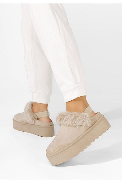 B T Shoes Salena beige platform slippers