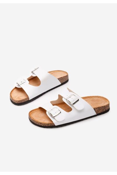 B T Shoes Evet V2 white high-heeled slippers