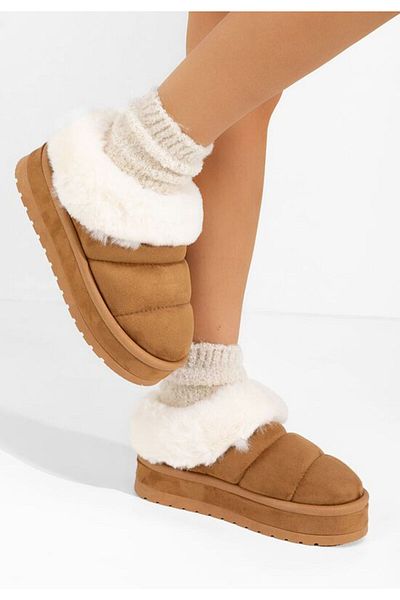 B T Shoes Dierra V4 platform slippers camel