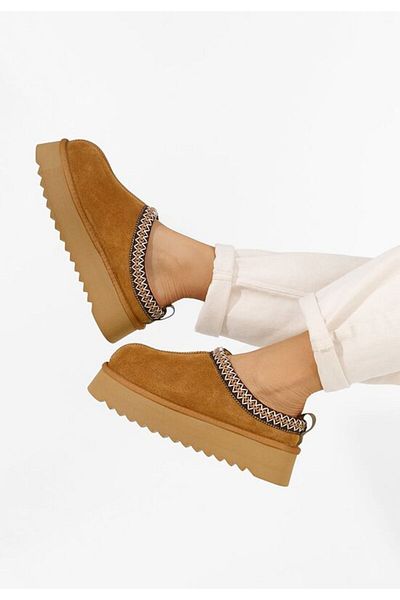 B T Shoes Saboti dama cu platforma Alleen camel