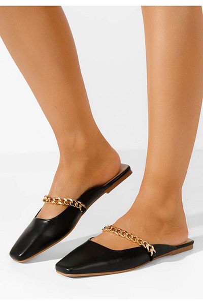 B T Shoes Black Jaina chain clogs