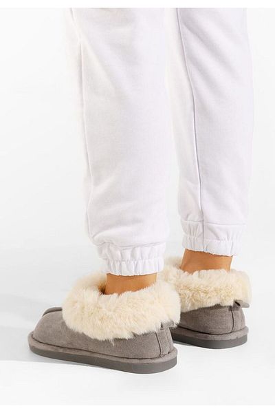 B T Shoes Papuci cu blanita gri Olaria