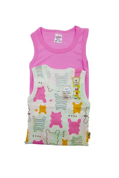 bebboo Baby Girl 100% Cotton 2 Pieces Summer Bodysuit with Straps and Snap Fasteners
