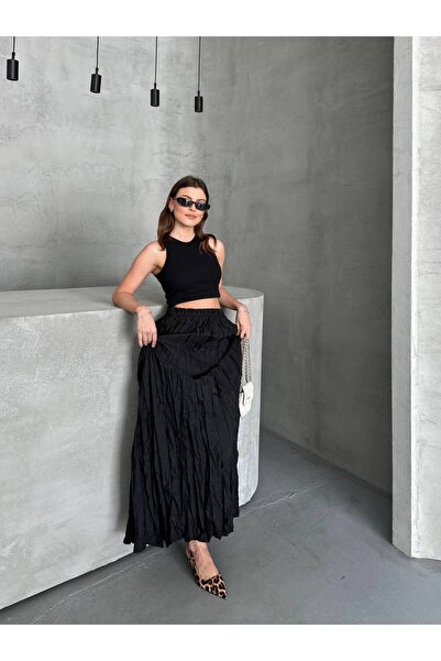 Afili butik KIRIŞIK UZUN STANDART BEDENLİ ETEK