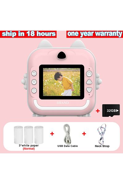 Choice 32G Pink Digital Children Camera For Photography Instant Print Photo Kids Camera Mini Thermal Printe