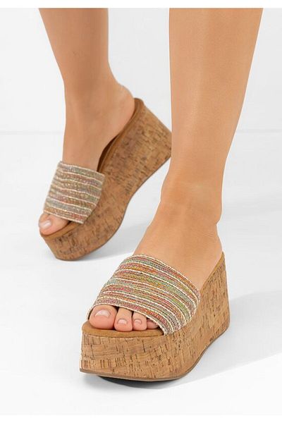 B T Shoes Papuci cu platforma Luysa multicolori