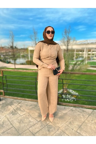 MEN Women's Front Tie Cotton Linen Suit