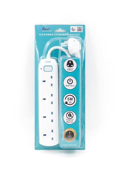 İkon IKON 4 Way Extension with Switch with 5 Meter Cable IK-204S