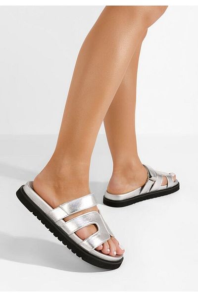 B T Shoes Papuci dama Denisa argintii