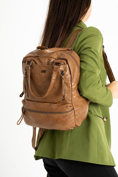 yuzuco Tan Faux Leather Backpack - Model 571-9-12D
