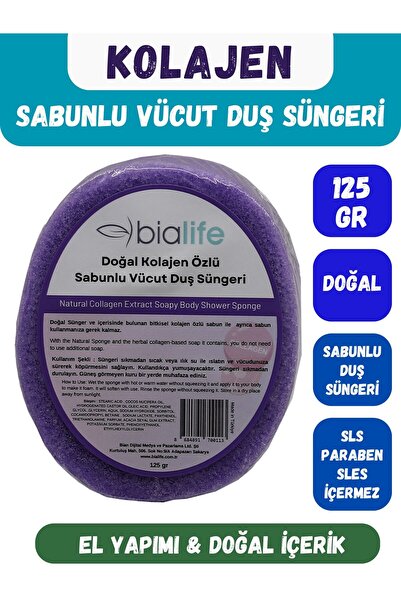 KOLAJEN Özlü Doğal El Yapımı Sabunlu Vücut Duş Süngeri - Bialife