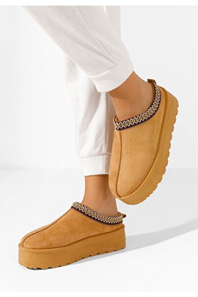 B T Shoes Comfy V4 platform slippers camel