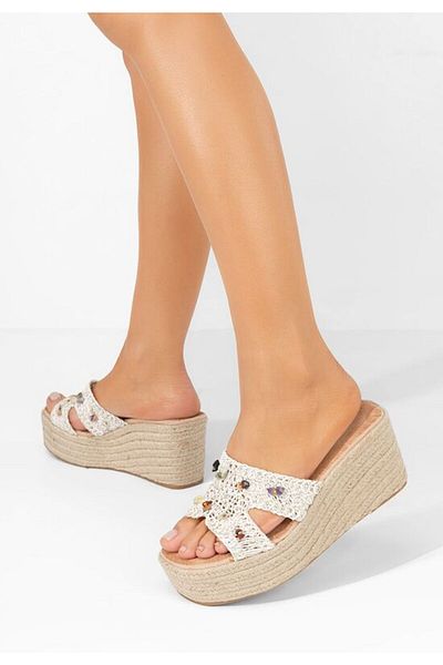 B T Shoes Papuci cu platformă Laurine albi