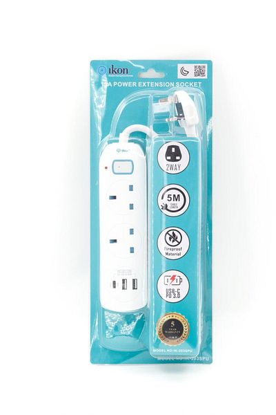 İkon IKON 2 Way Extension with 2 USB C with 5 Meter Cable IK-203SPU