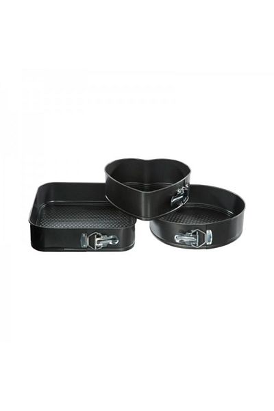 FİVE Set of 3 removable carbon steel cake or pie molds, 22-24-26 cm
