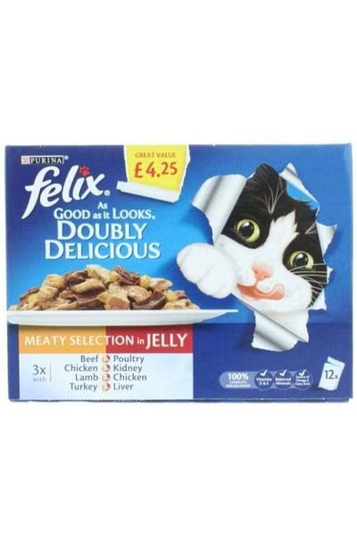 FELIX As Good As It Lux Cat Food Delicious Jelly Mix Brown 100g