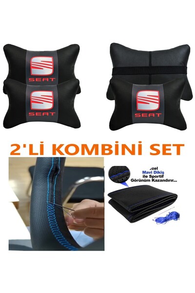 AYAZGRUP Pernă pentru gât și husă pentru volan Seat Arona cu suport (SET ULTRA LUXURY)