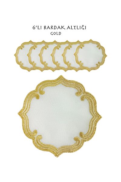 EVSTYLE 6 Pieces Coaster-Gold