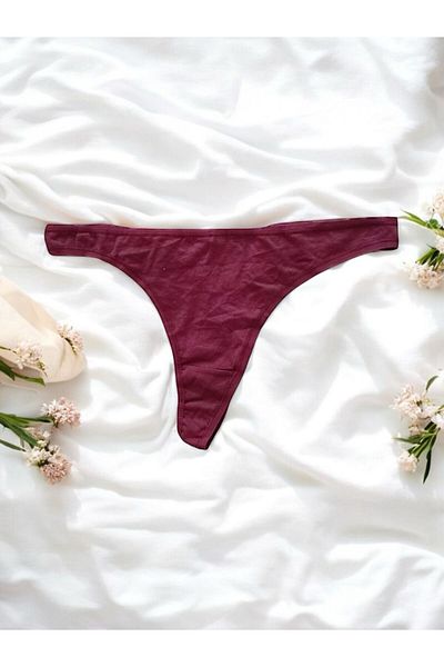 enmodaiçgiyim Burgundy Women's Cotton Thong Panties