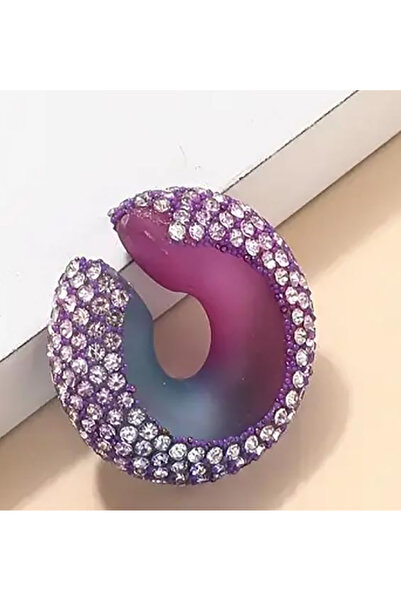 efstyle 1 ADET lila rengi taşlı kıkırdak küpesi ear cuff