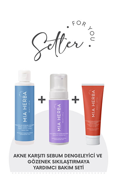miaherba Akne Karşıtı Sebum Dengeleyici ve Gözenek Sıkılaştırmaya Yardımcı Bakım Seti