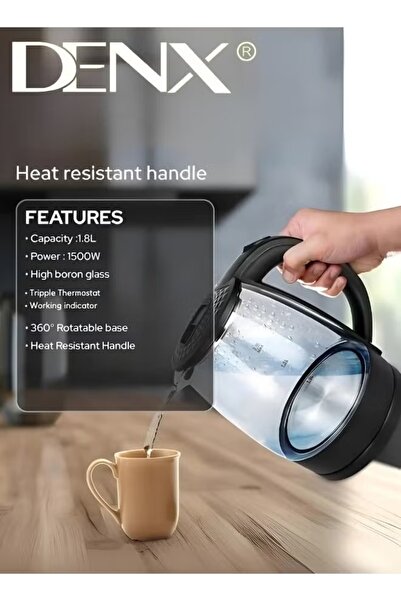 Denx Glass electric kettle, capacity 1.8 liters, 1500 watts DX2006