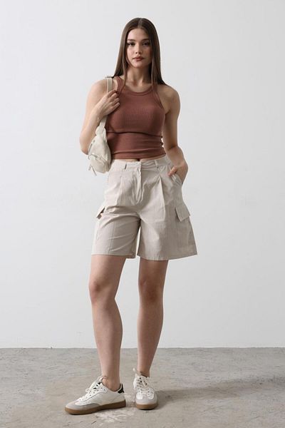 leyla sanat sanata yeni bir bakış açısı Leyla Sanat a New Perspective on Art Cargo Pocket Shorts - Stone