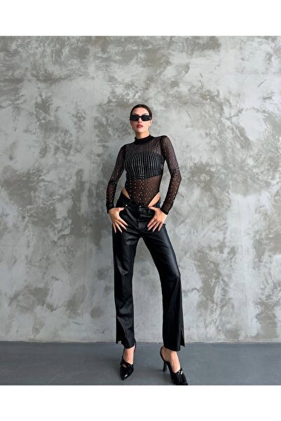 Rose trans paran taşlı buluz