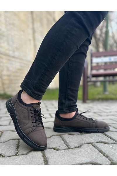 Bonjey Pantofi ocazional bărbați din piele maro cu dantelă din cauciuc din piele artificială