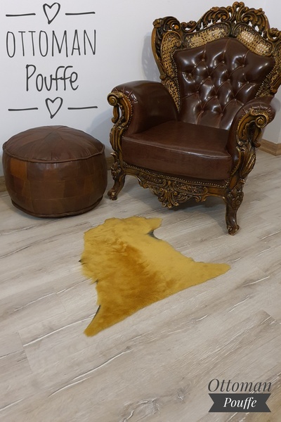 Ottoman Pouffe Hakiki Gerçek Deri Özel Seri Renkli Yumuşacık Koyun Postu 41x65cm, Posteki Dana Inek Post Ev Dekor