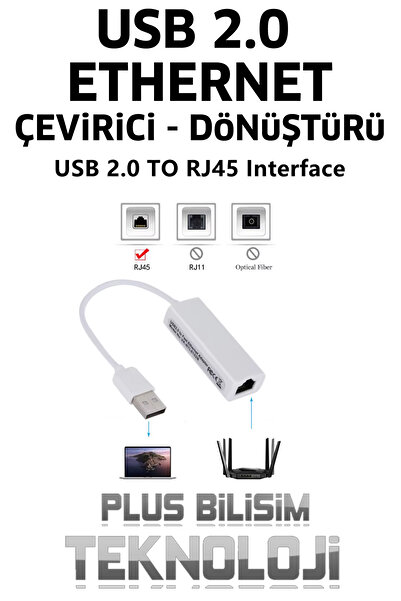 Plus Bilişim Usb Ethernet Dönüştürücü, Çevirici Usb 2.0 Ethernet, Usb to Ethernet Plus Bilişim