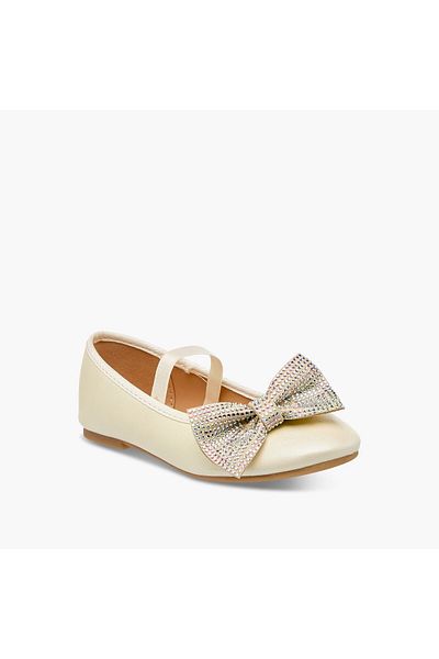 Flora Bella by Shoexpress Flora Bella Bow Embellished Ballerina Shoes with Elasticated Strap