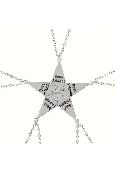 Yıldız Accessory 5li Yakın En İyi Arkadaş Dostluk Kolye Yapboz Parçası BFF Be...